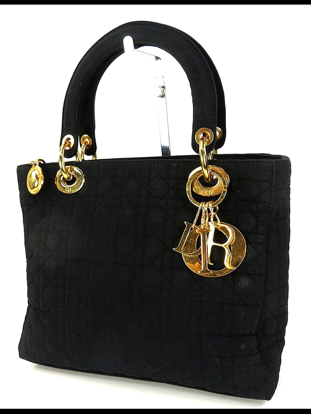 Dior Black Quilted Lady Dior Satchel with Gold Hardware
